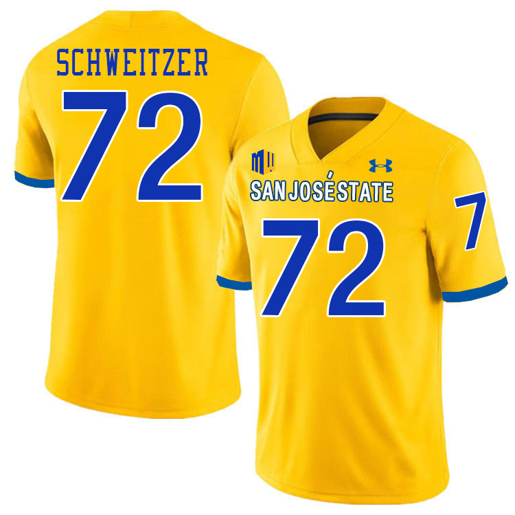 #72 Wes Schweitzer SJSU Jersey,San Jose State Spartans Football Jersey College Uniforms-Gold